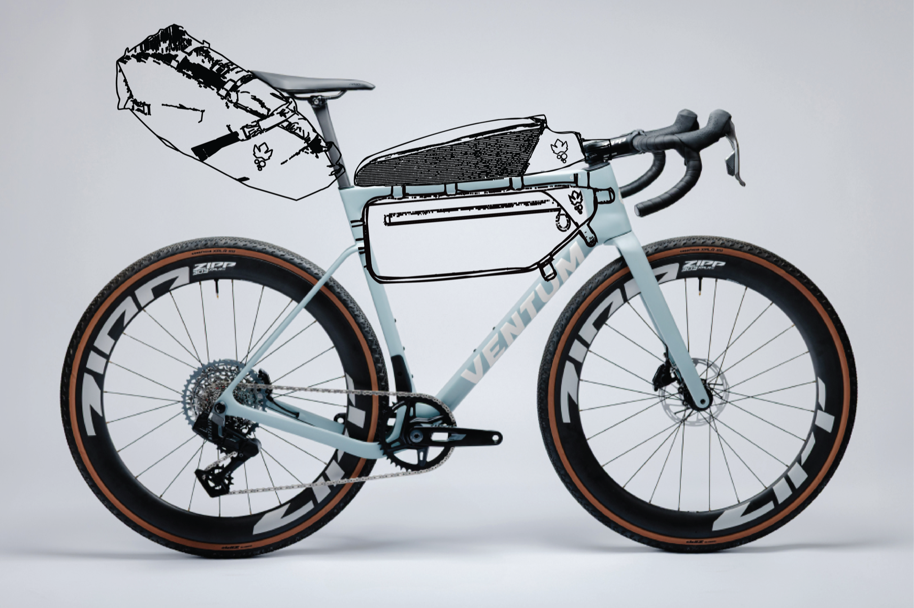 Rouvets bikepacking setup with bags